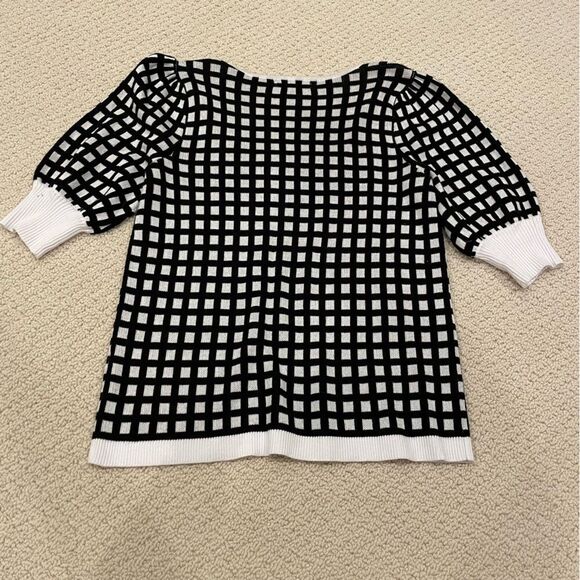 EUC Neiman Marcus Windowpane Sweater Top Sz. XS - Picture 5 of 5